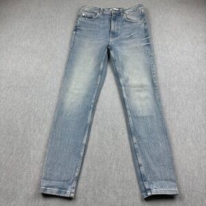 Zara Jeans Womens 6 Blue Washed Denim High Waisted Zip Fly Slim Fit Classic Pant